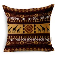 VOGOL Cotton Linen Pillow Case Cushion Cover,Ethnic African Style(18*18inch)