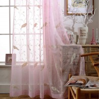 VOGOL Semi-Sheer Elegant Embroidered Solid White Rod Pocket Window Curtains/Drape/Panels/Treatment 42 x 63,Two Panels