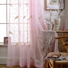 VOGOL Semi-Sheer Elegant Embroidered Solid White Rod Pocket Window Curtains/Drape/Panels/Treatment 54 x 84,Two Panels