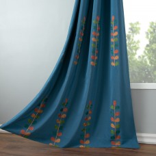 VOGOL Grommet Blackout Curtains Drapes for Bedroom Window, Country Whimsical Colorful Leaves Print Drapery Panels Set for Bedroom, 52 inches Wide by 63 inches Long, Dark Blue
